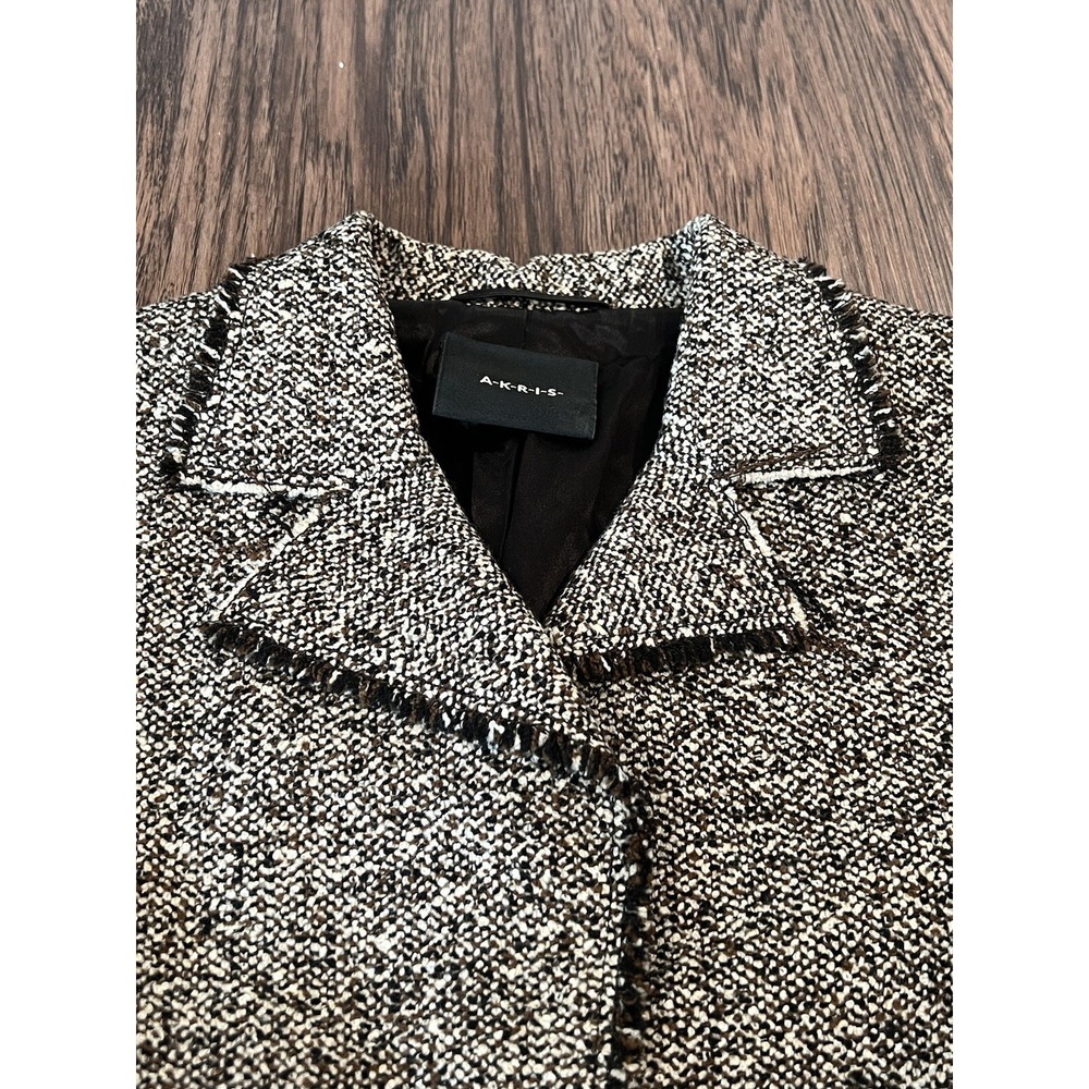Akris ladies brown wool Silk tweed jacket Size 8 - Picture 8 of 14